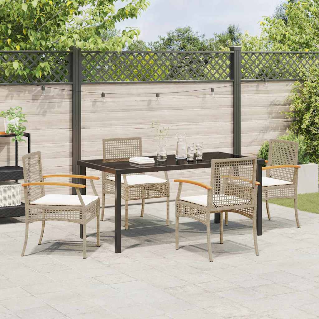 Kert étkező szett párnával 5 pcs Beige és fekete Rattan
