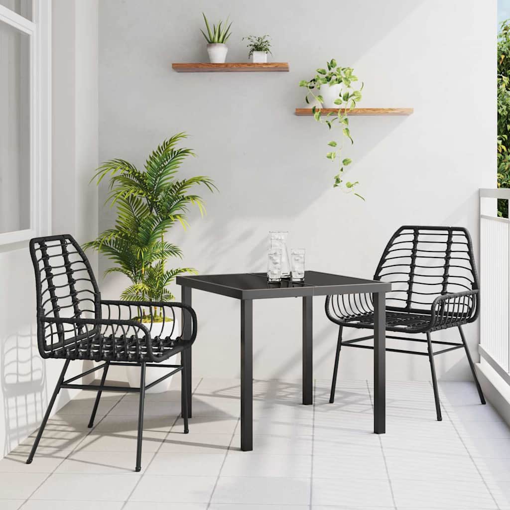 Kert étkező szett 3 pcs Fekete polirattan