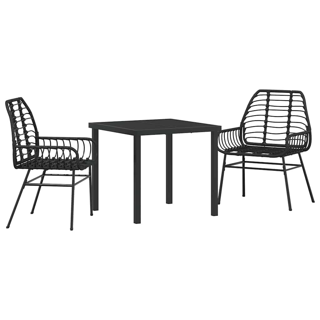 Kert étkező szett 3 pcs Fekete polirattan