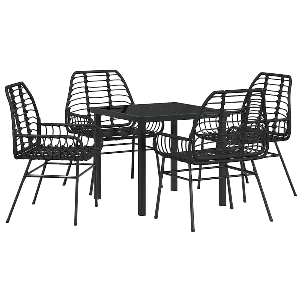 Kert étkező szett 5 pcs Fekete polirattan
