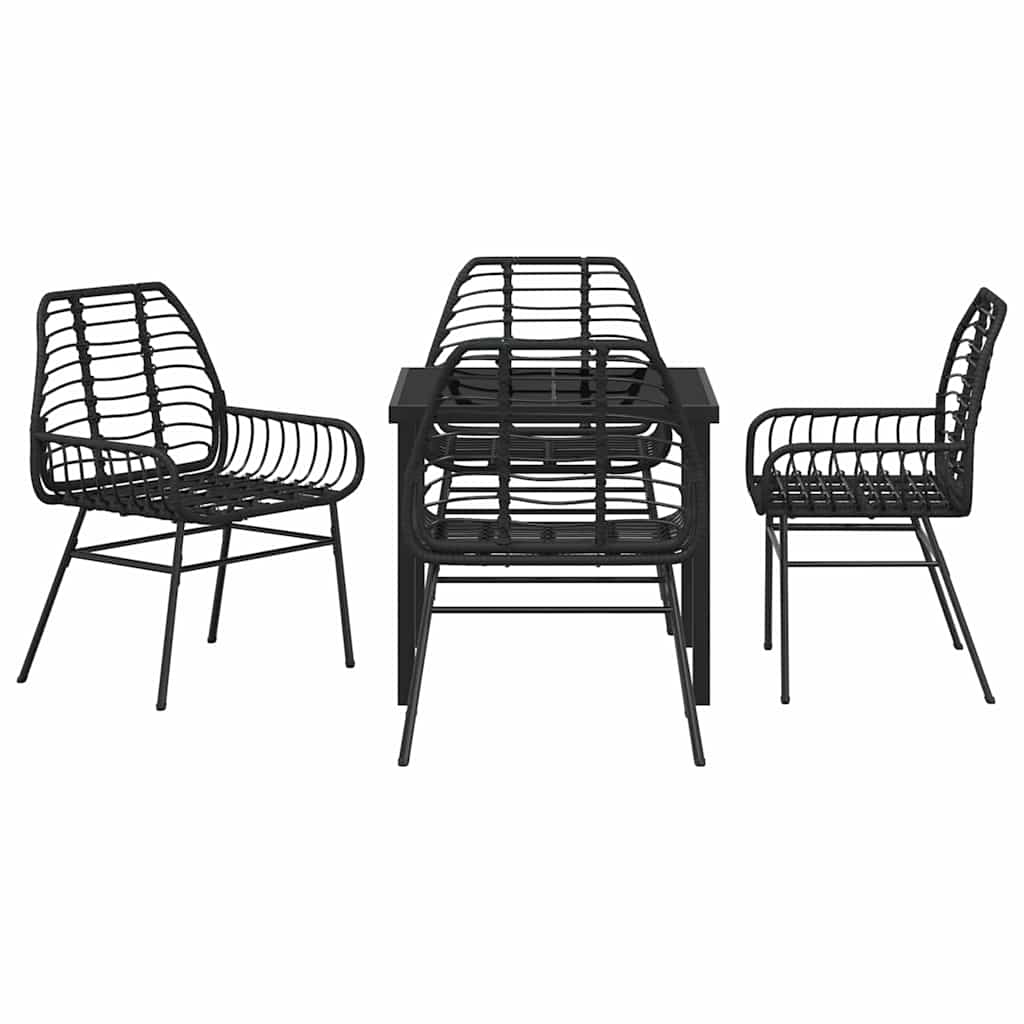 Kert étkező szett 5 pcs Fekete polirattan