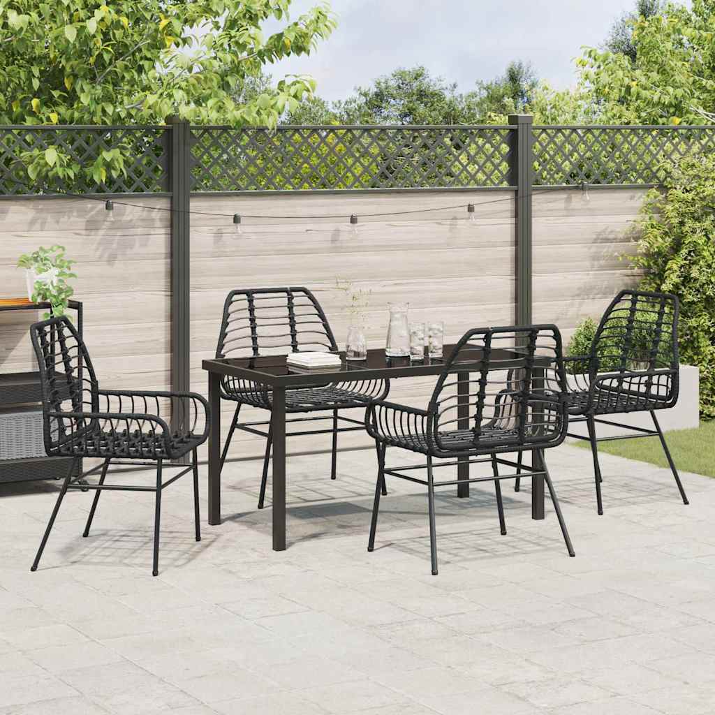 Kert étkező szett 5 pcs Fekete polirattan
