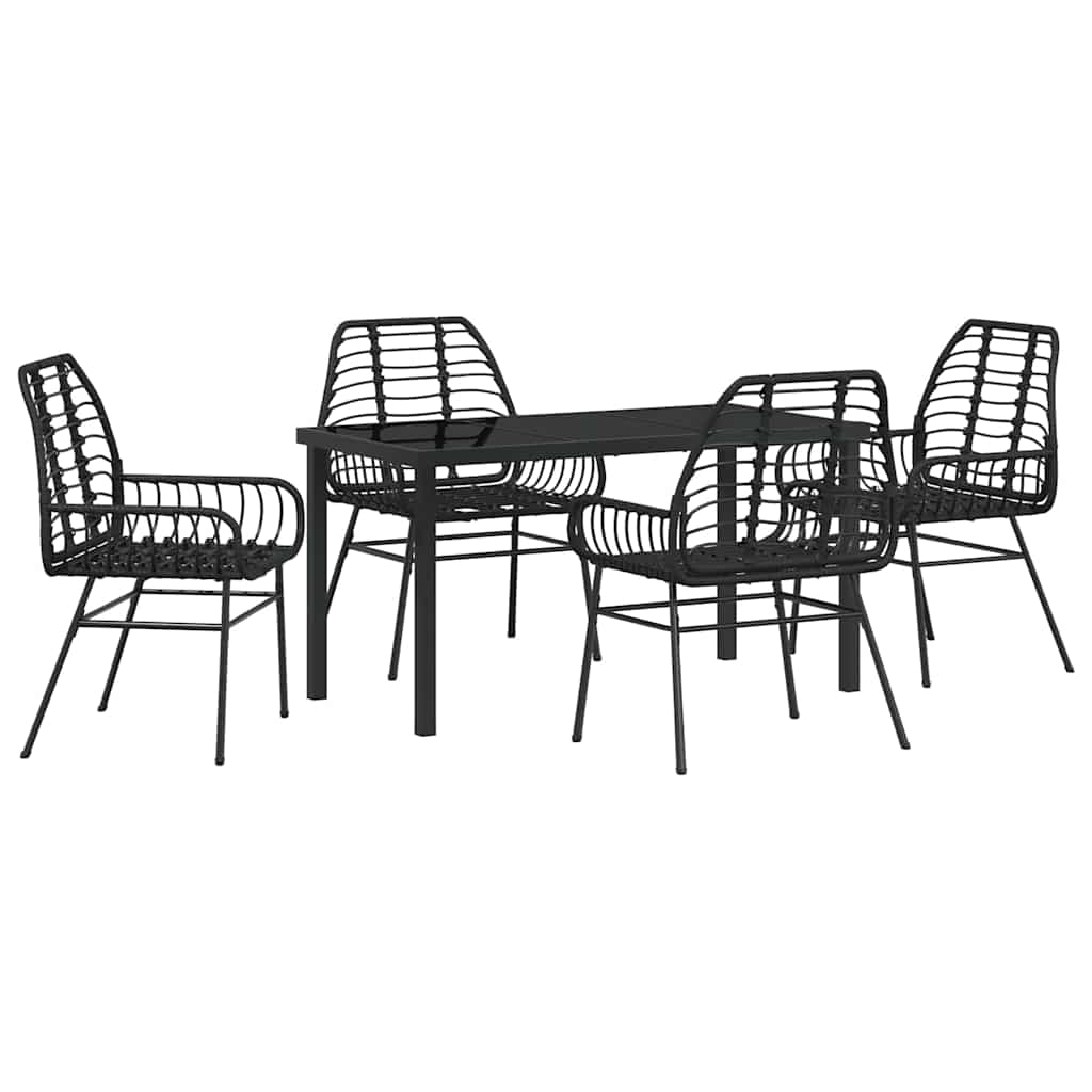 Kert étkező szett 5 pcs Fekete polirattan