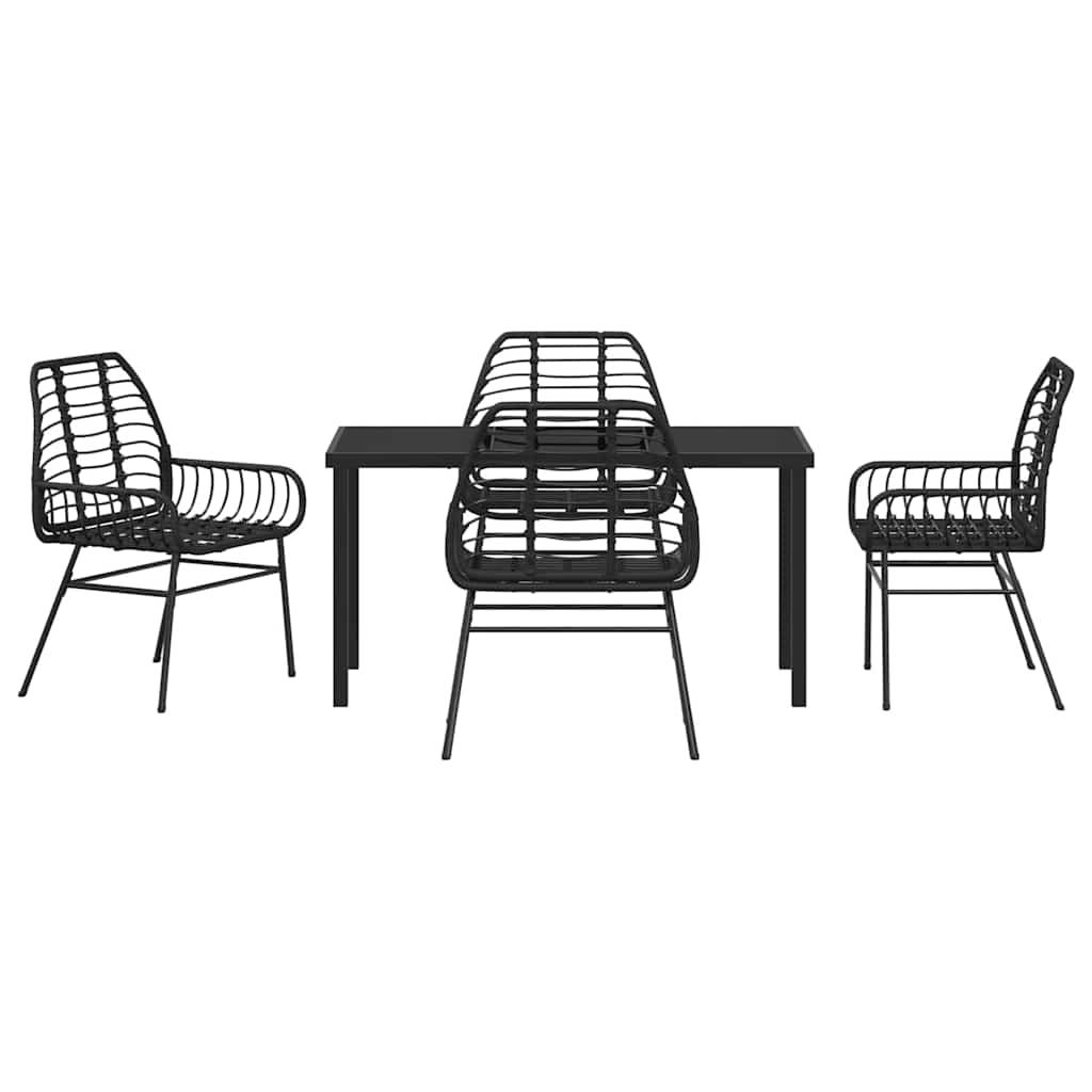 Kert étkező szett 5 pcs Fekete polirattan