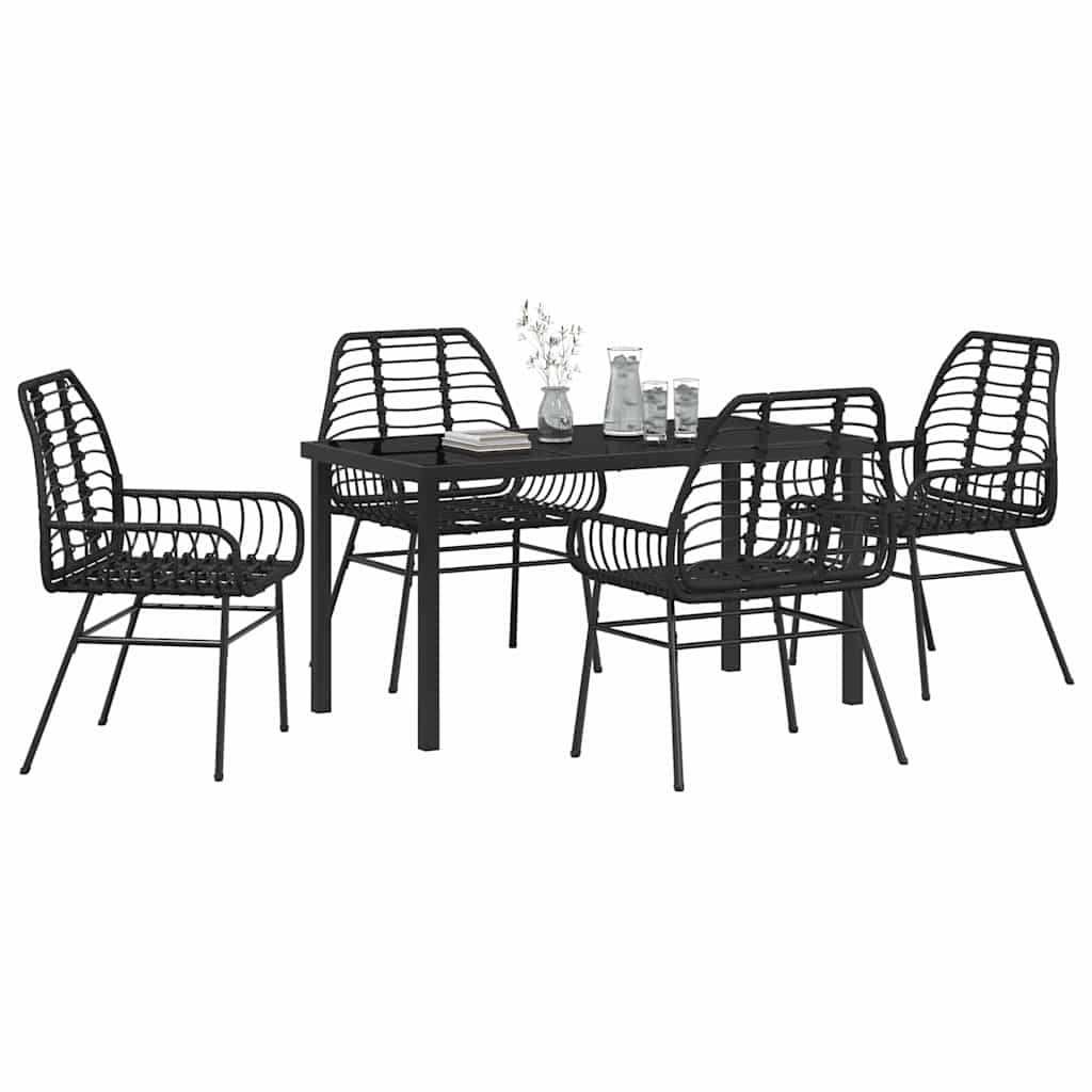 Kert étkező szett 5 pcs Fekete polirattan