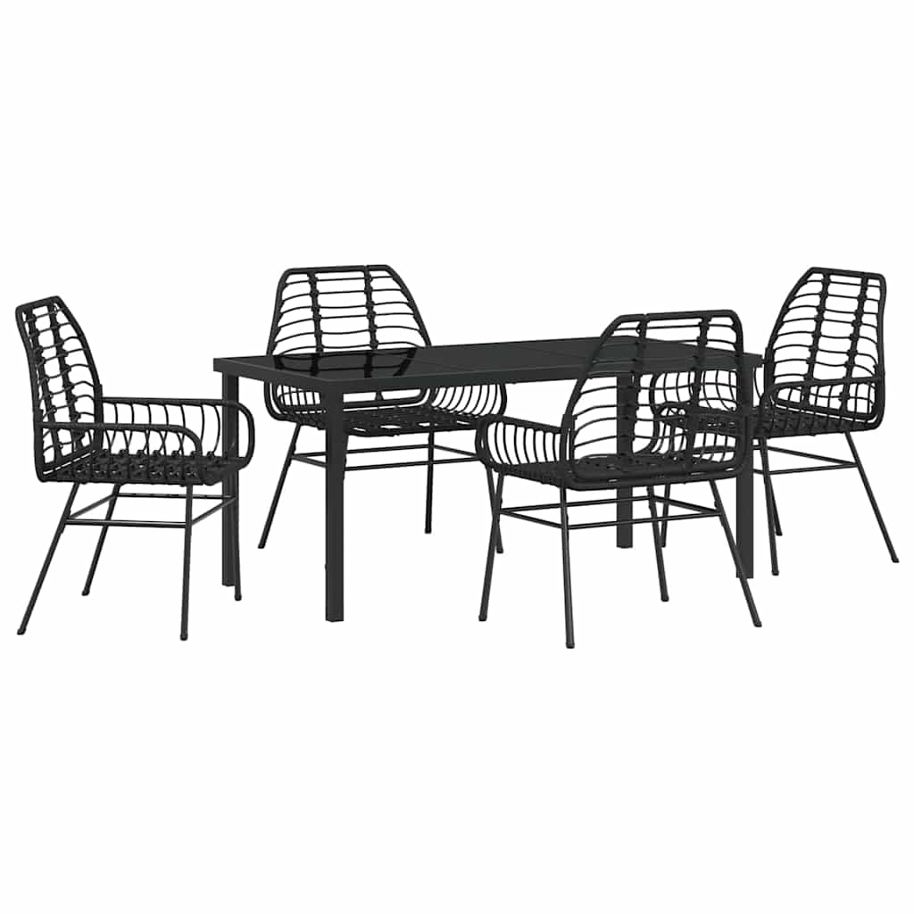 Kert étkező szett 5 pcs Fekete polirattan