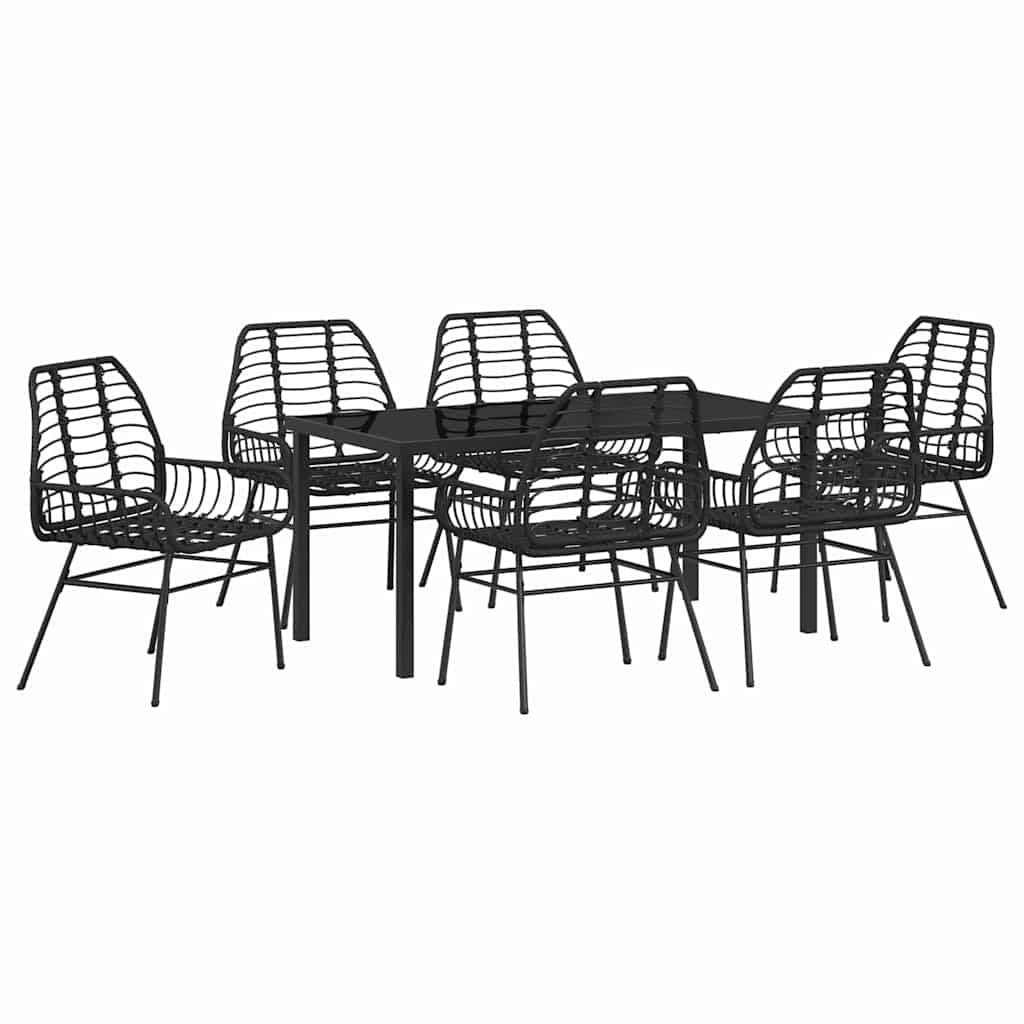 Kert étkező szett 7 pcs Fekete polirattan