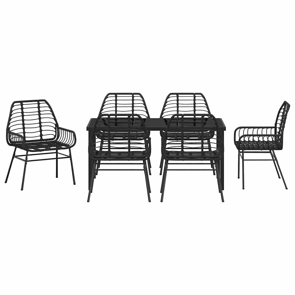 Kert étkező szett 7 pcs Fekete polirattan