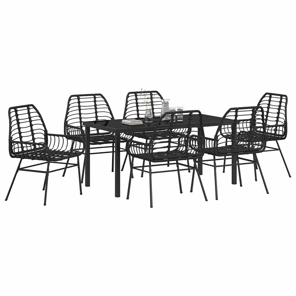 Kert étkező szett 7 pcs Fekete polirattan