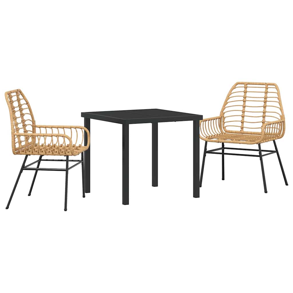 Kert étkező szett 3 pcs Barna polirattan