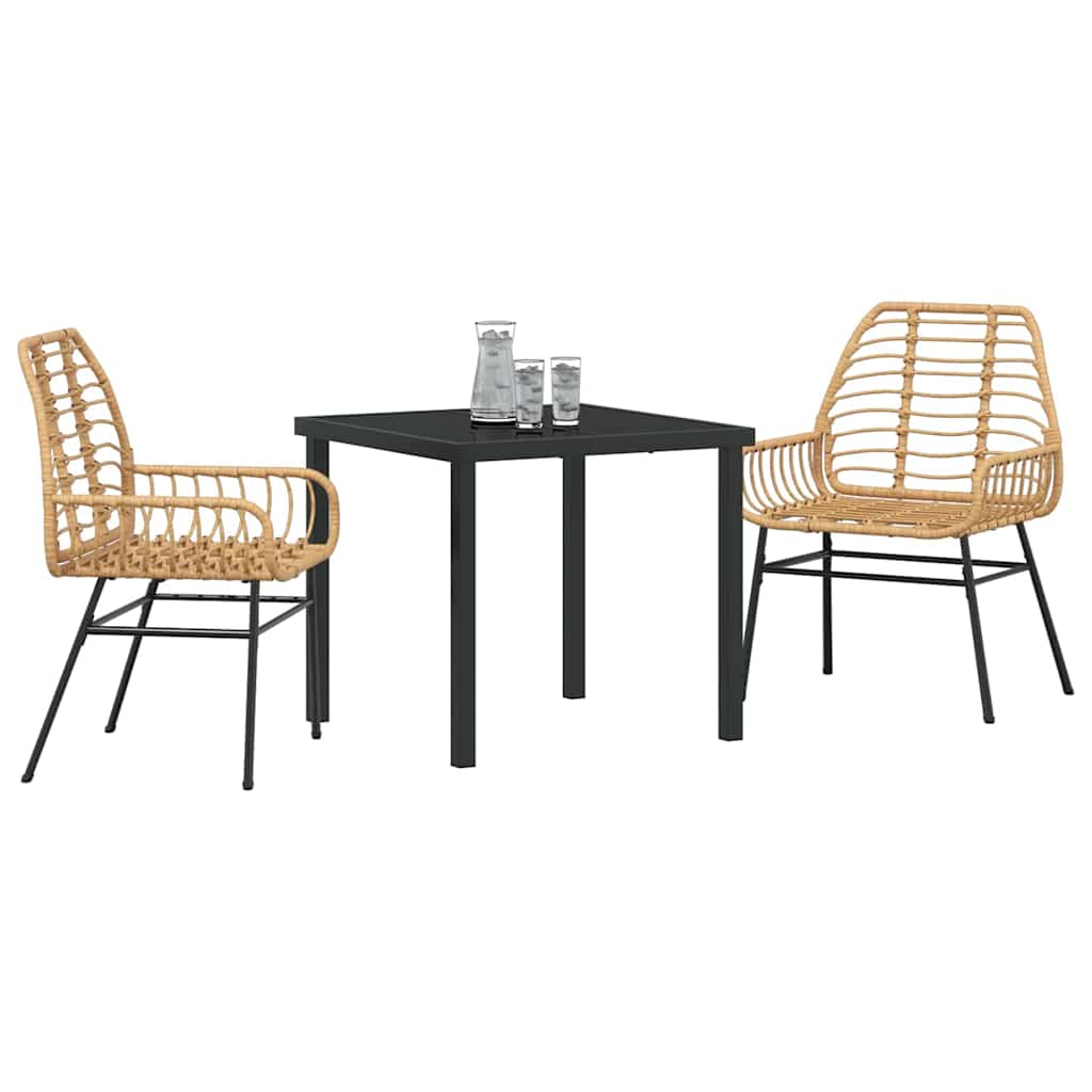 Kert étkező szett 3 pcs Barna polirattan