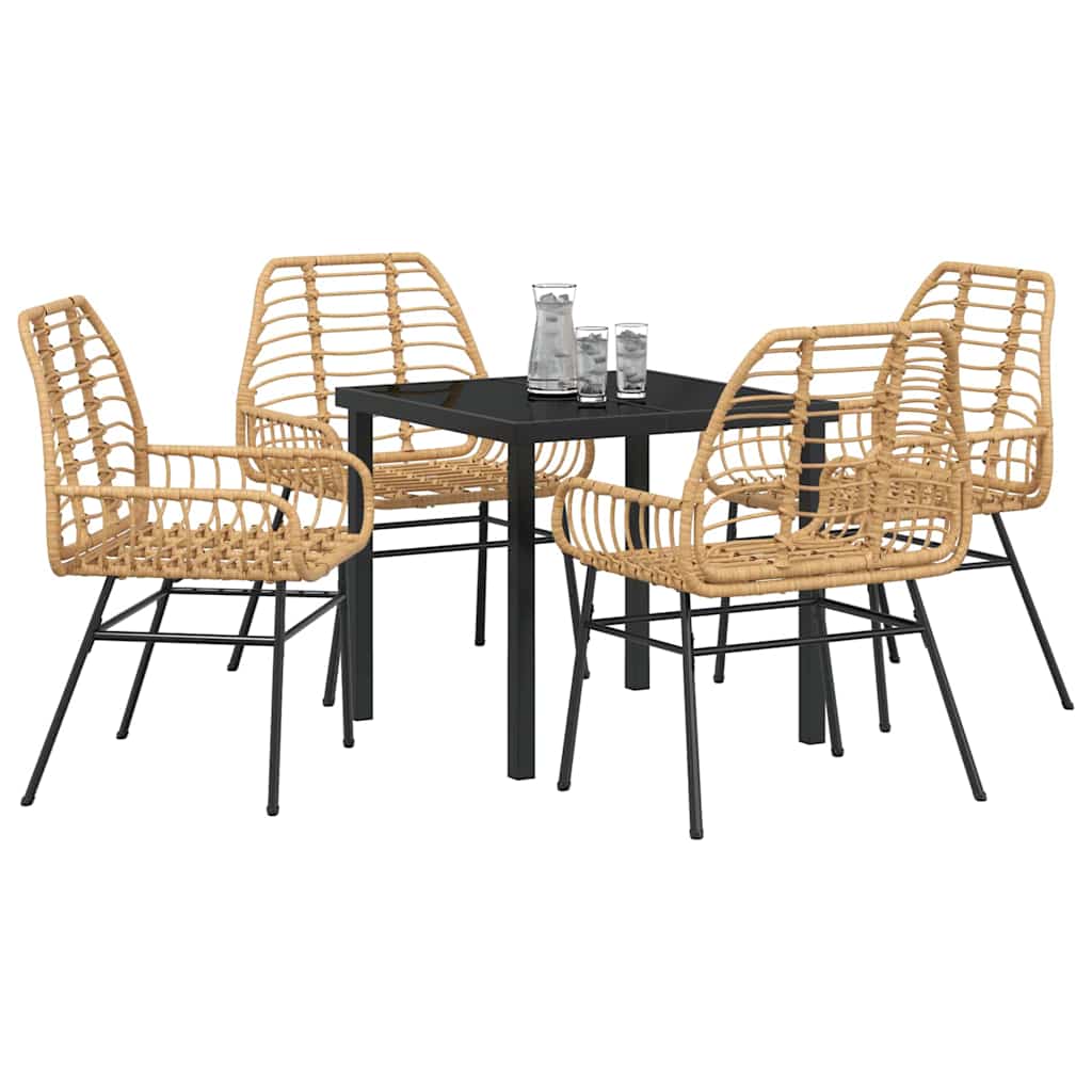 Kert étkező szett 5 pcs Barna polirattan
