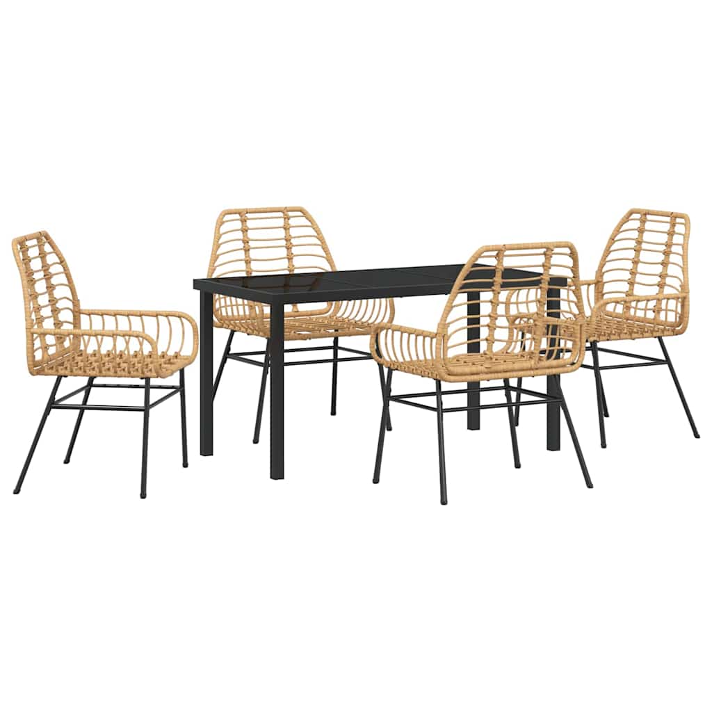 Kert étkező szett 5 pcs Barna polirattan