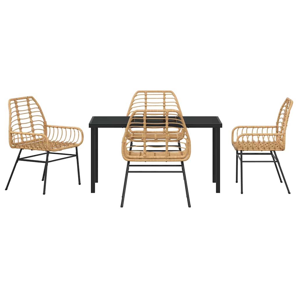 Kert étkező szett 5 pcs Barna polirattan
