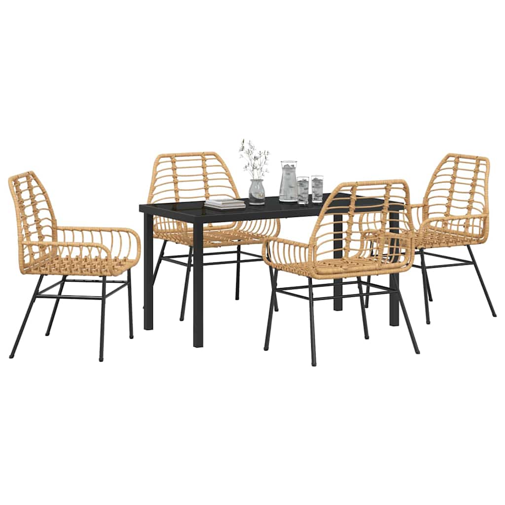 Kert étkező szett 5 pcs Barna polirattan