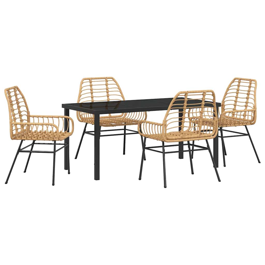 Kert étkező szett 5 pcs Barna polirattan