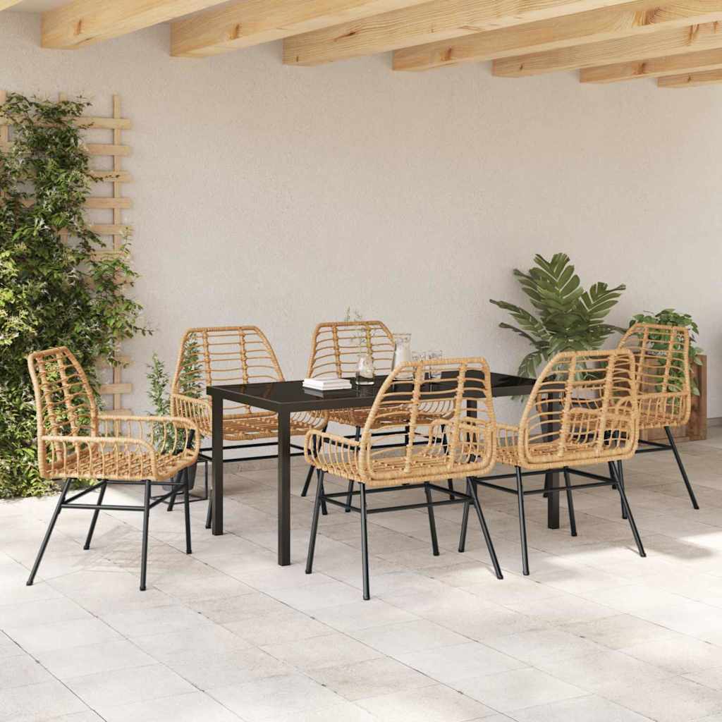 Kert étkező szett 7 pcs Barna polirattan