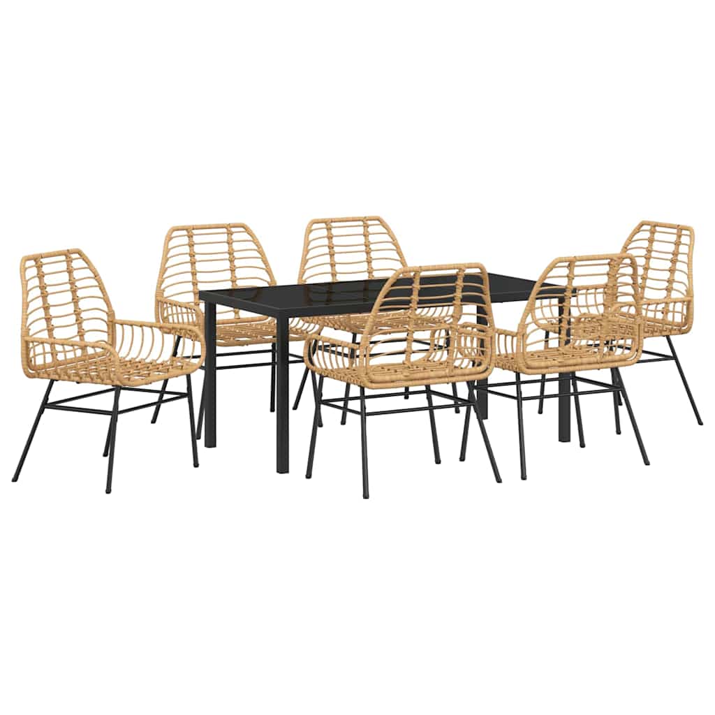 Kert étkező szett 7 pcs Barna polirattan