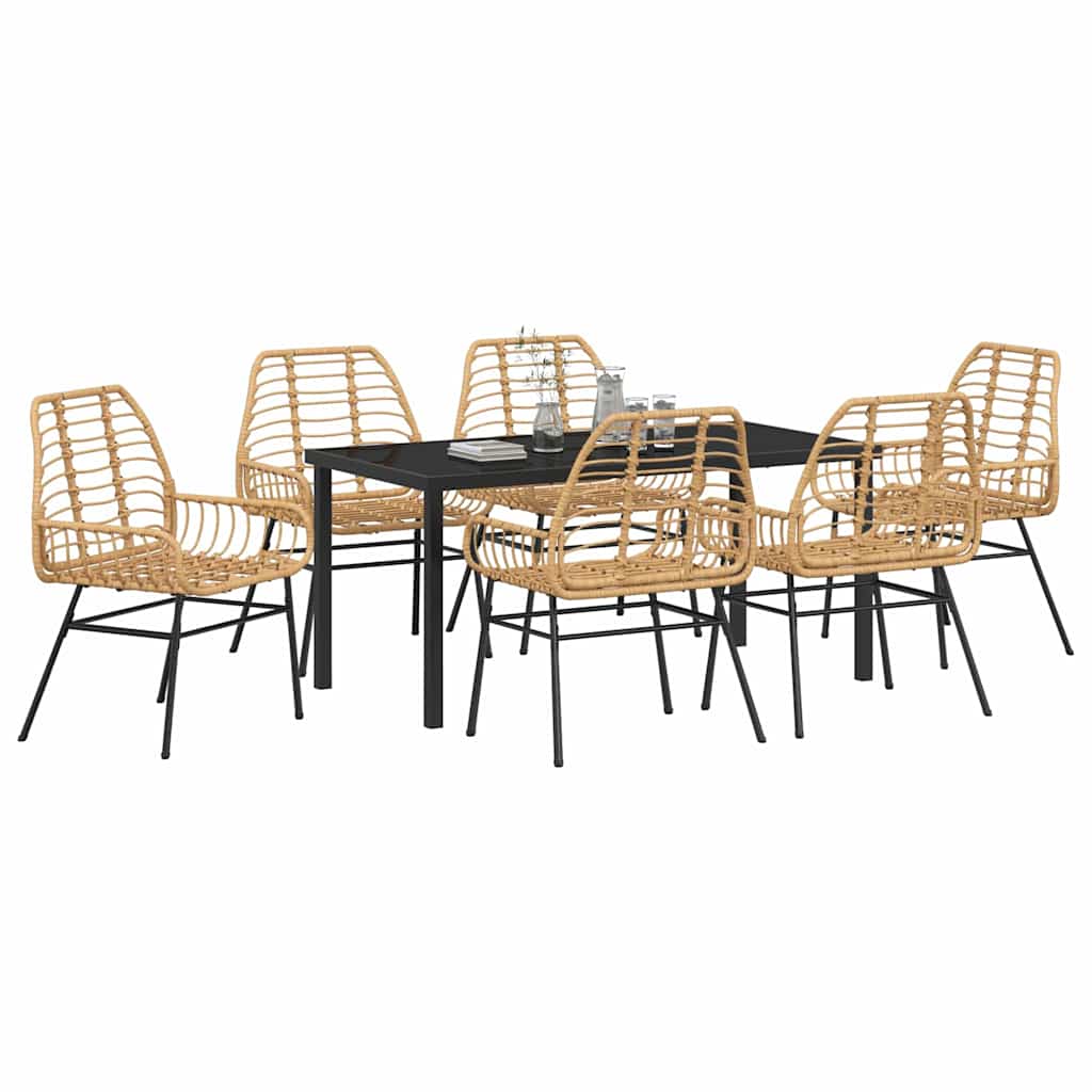Kert étkező szett 7 pcs Barna polirattan