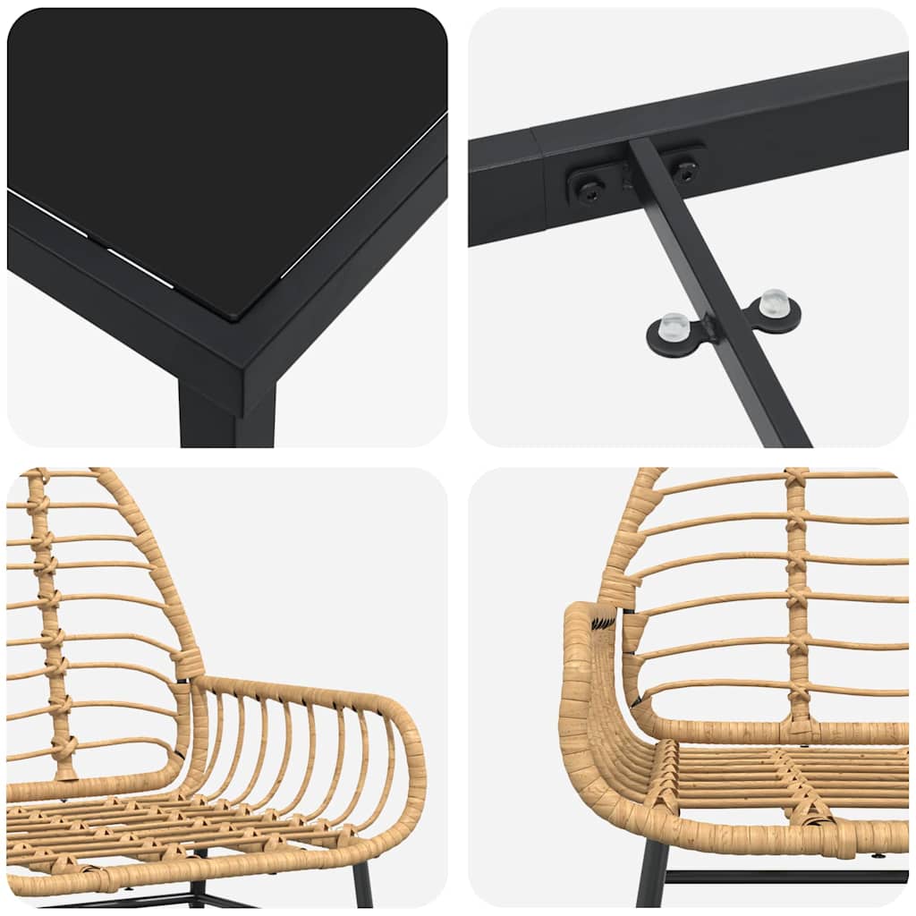Kert étkező szett 7 pcs Barna polirattan