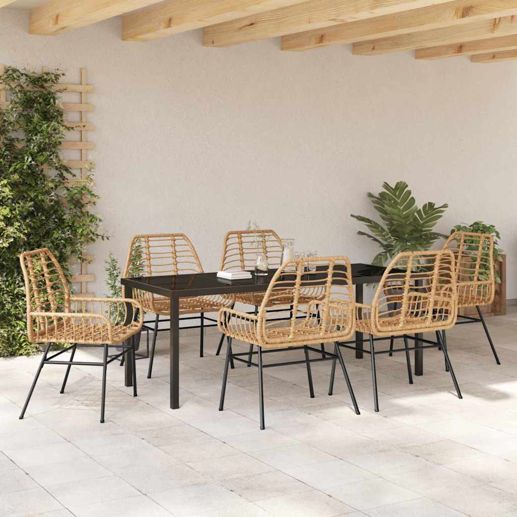 Kert étkező szett 7 pcs Barna polirattan