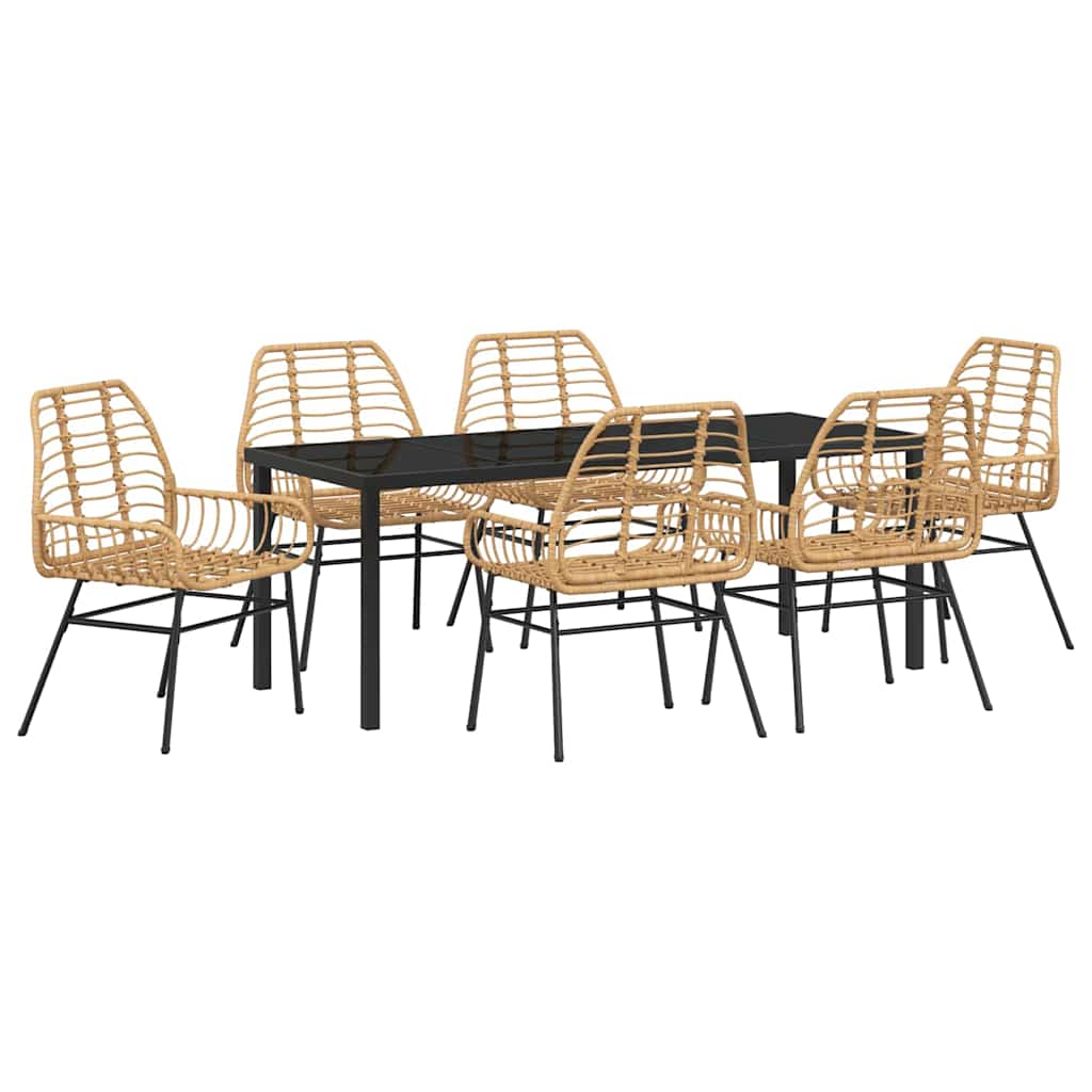 Kert étkező szett 7 pcs Barna polirattan