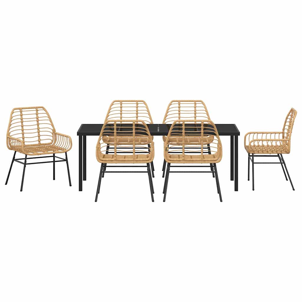 Kert étkező szett 7 pcs Barna polirattan