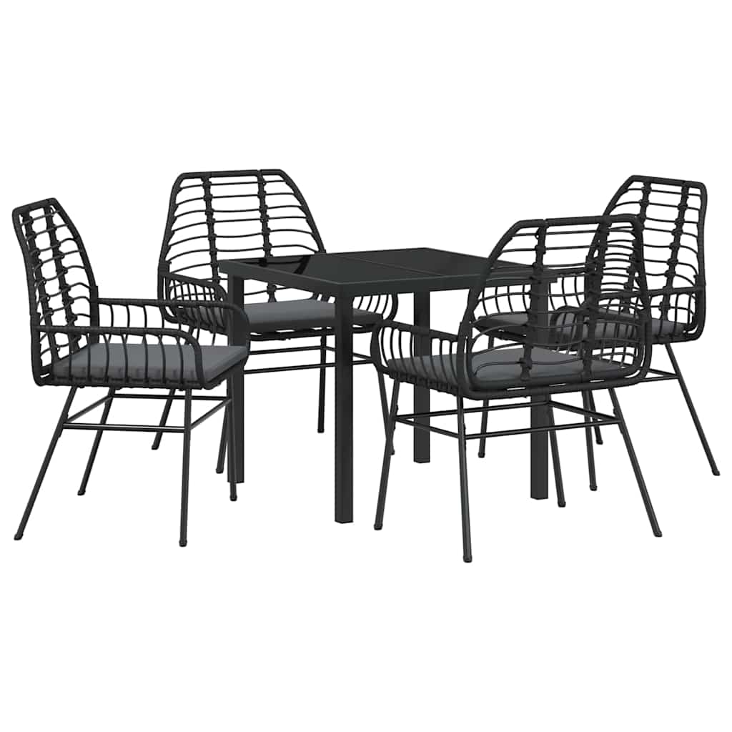 Kert étkező szett 5 pcs Fekete polirattan