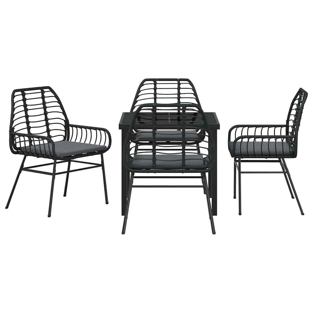 Kert étkező szett 5 pcs Fekete polirattan