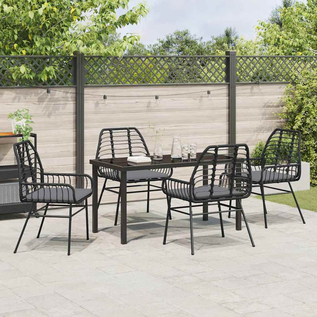 Kert étkező szett 5 pcs Fekete polirattan