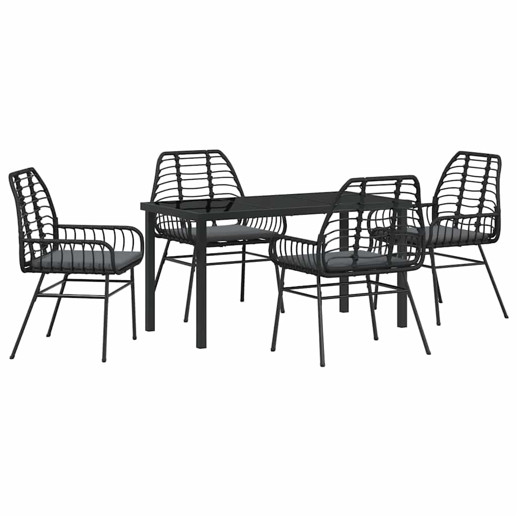 Kert étkező szett 5 pcs Fekete polirattan