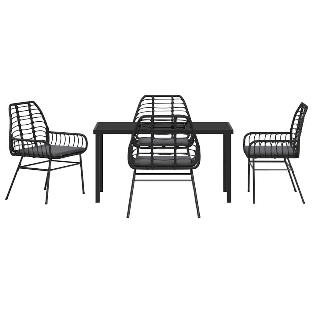 Kert étkező szett 5 pcs Fekete polirattan