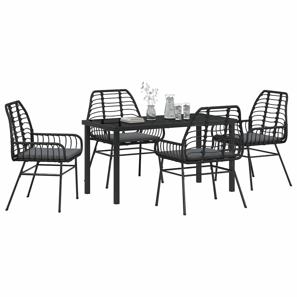 Kert étkező szett 5 pcs Fekete polirattan