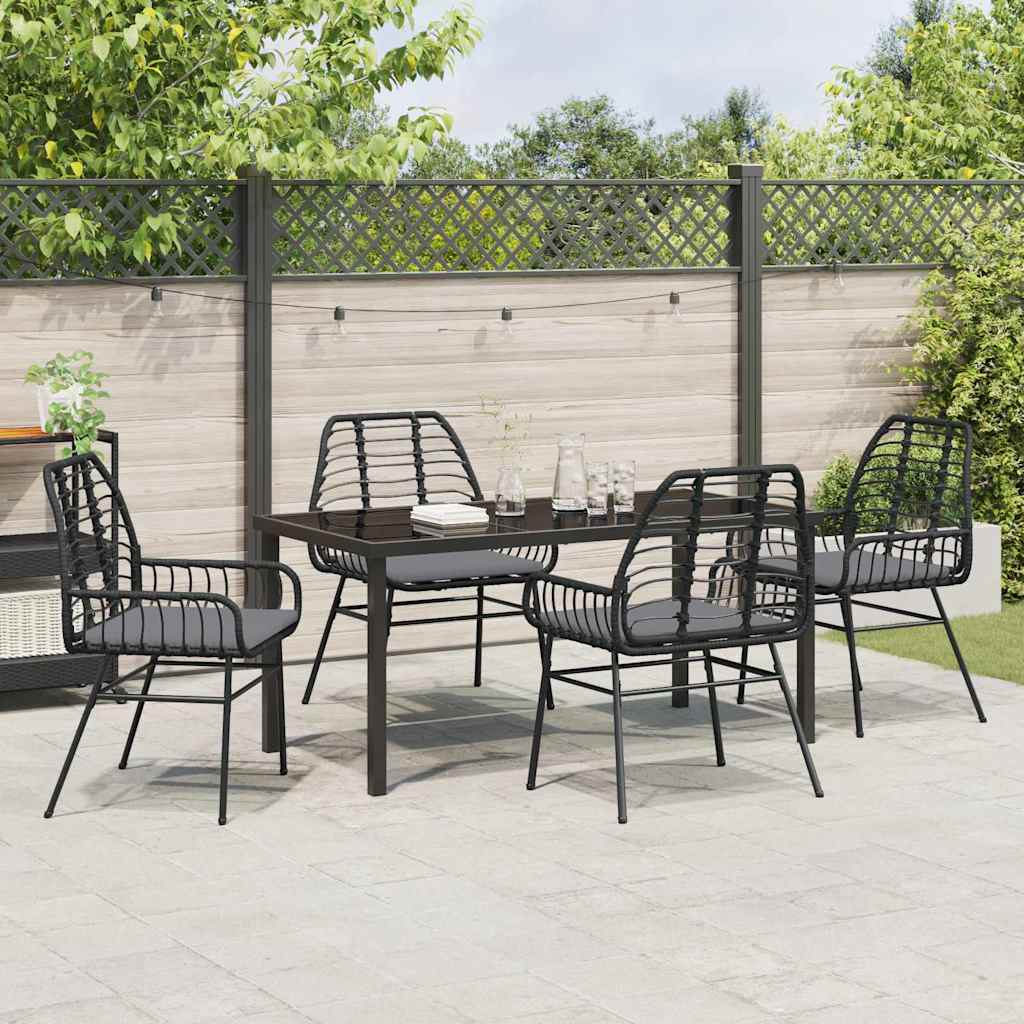 Kert étkező szett 5 pcs Fekete polirattan