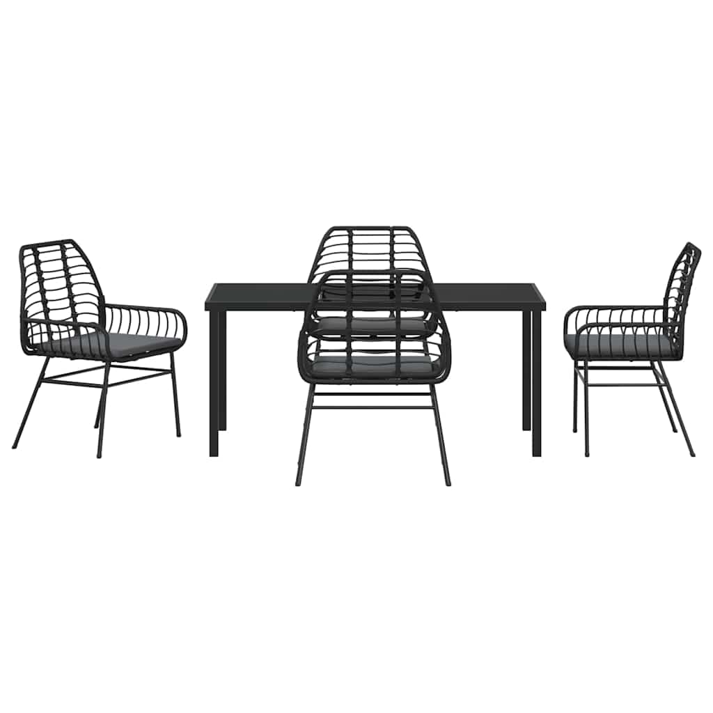 Kert étkező szett 5 pcs Fekete polirattan