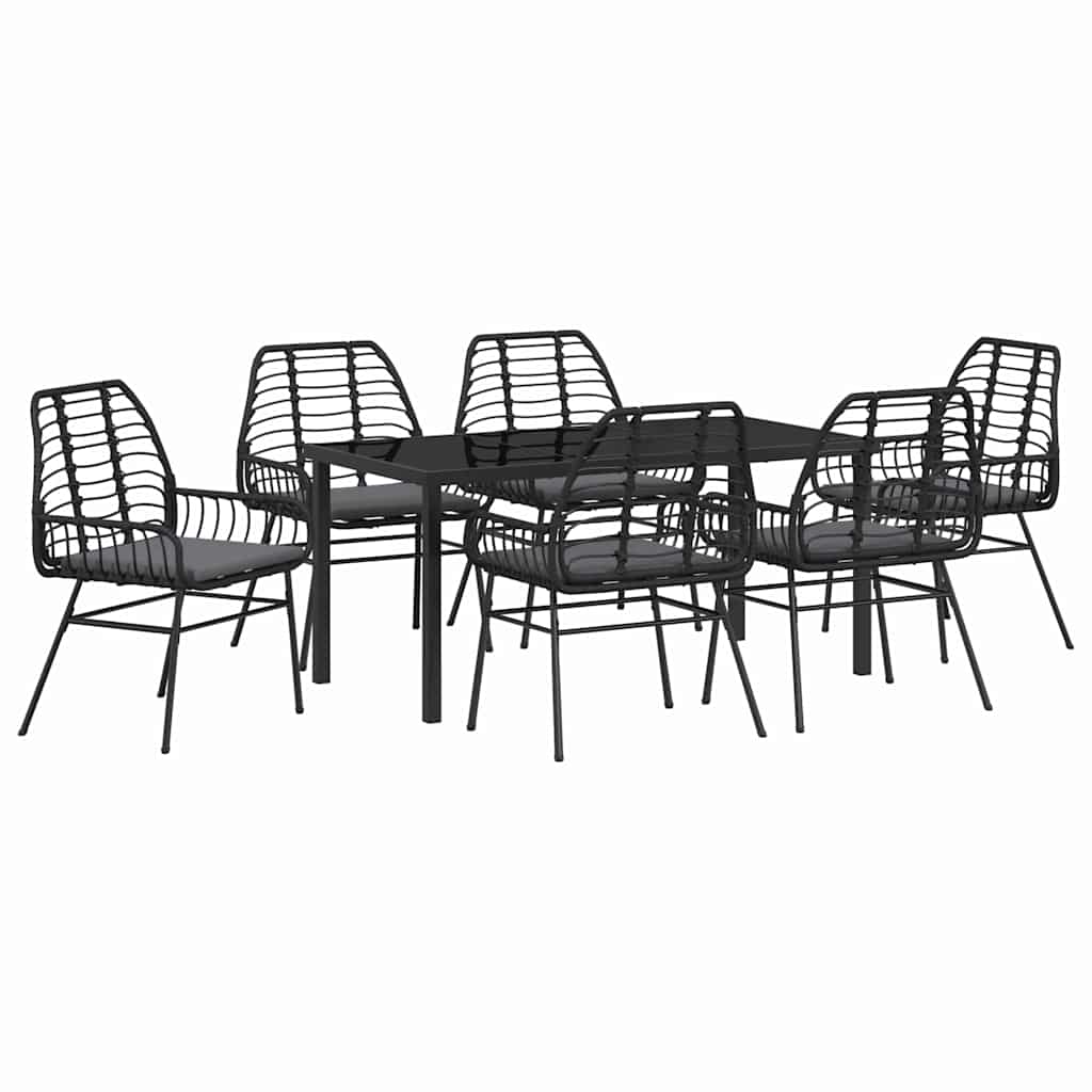 Kert étkező szett 7 pcs Fekete polirattan