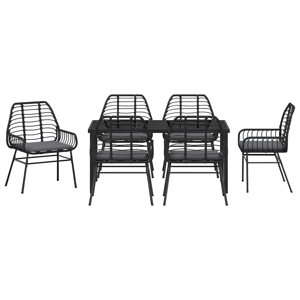 Kert étkező szett 7 pcs Fekete polirattan