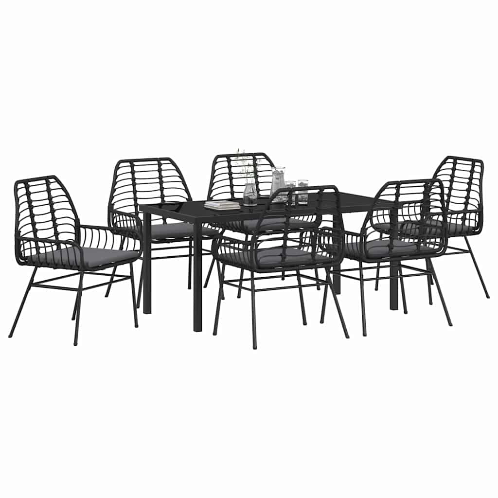 Kert étkező szett 7 pcs Fekete polirattan