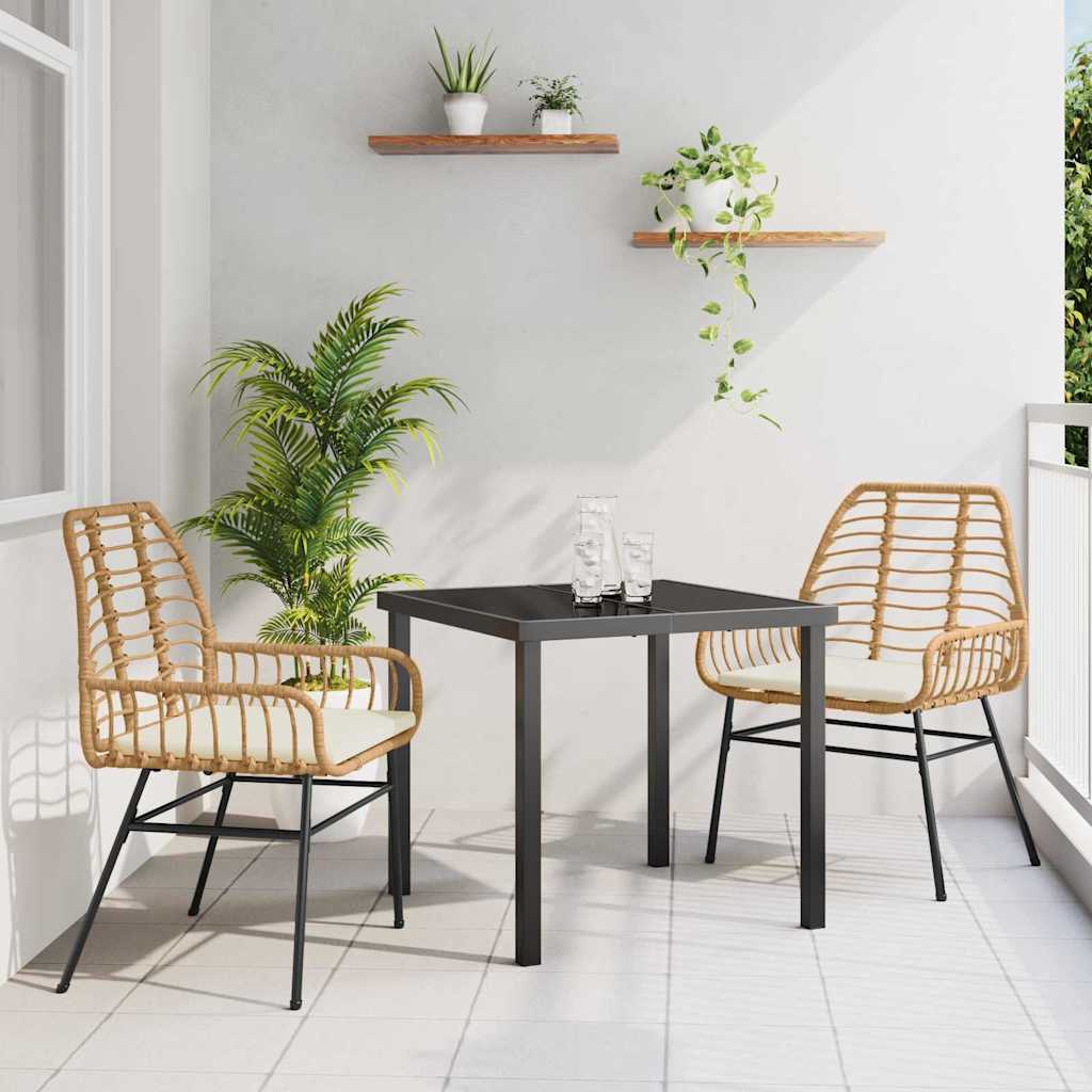 Kert étkező szett 3 pcs Barna polirattan