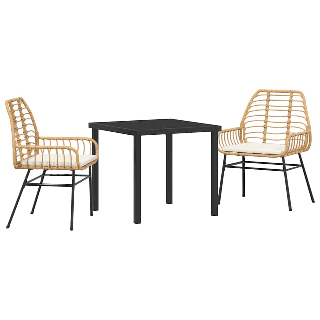 Kert étkező szett 3 pcs Barna polirattan