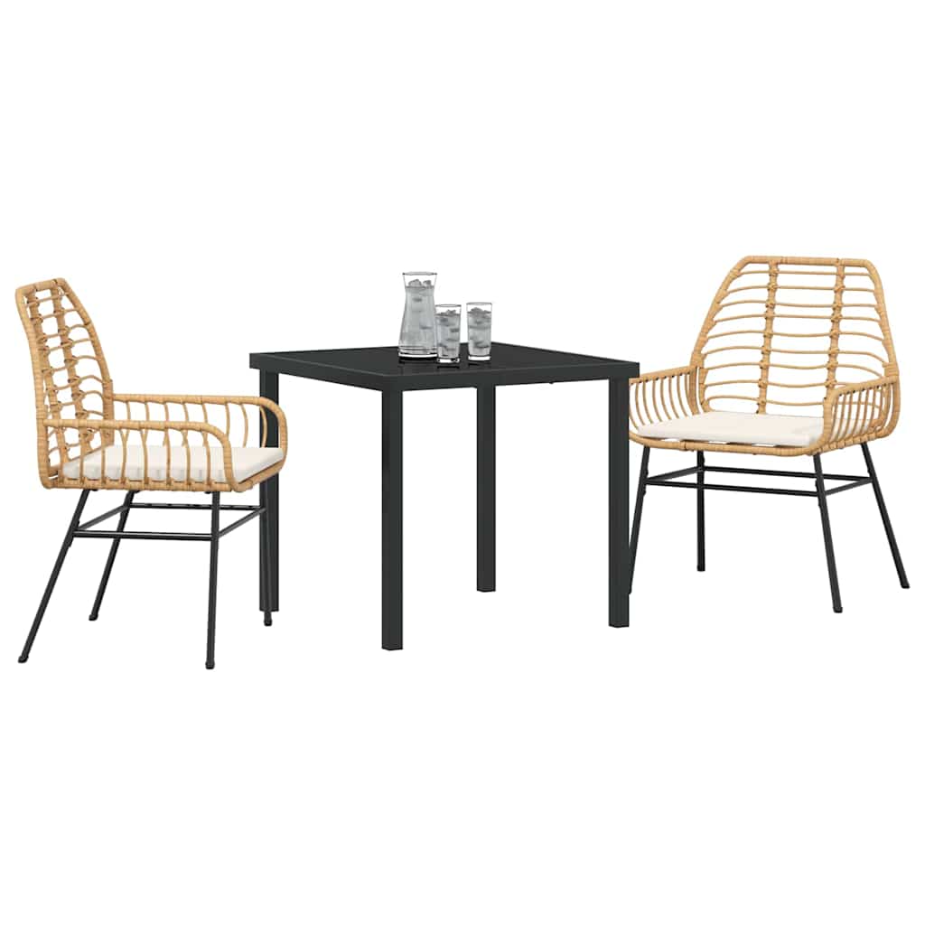 Kert étkező szett 3 pcs Barna polirattan