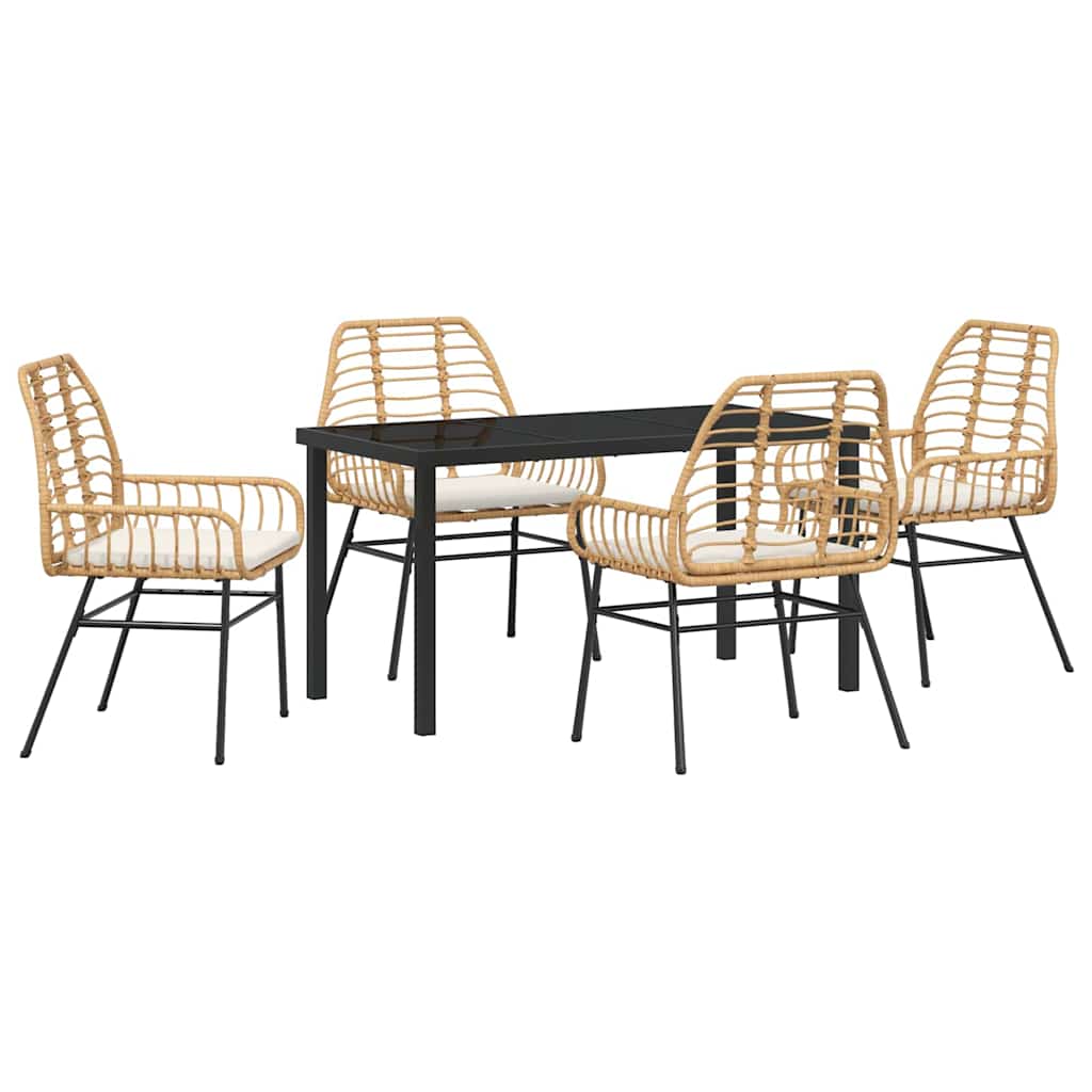 Kert étkező szett 5 pcs Barna polirattan