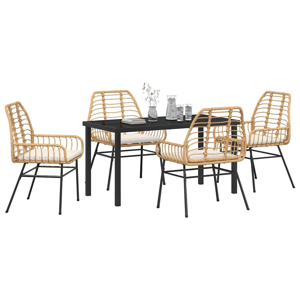 Kert étkező szett 5 pcs Barna polirattan