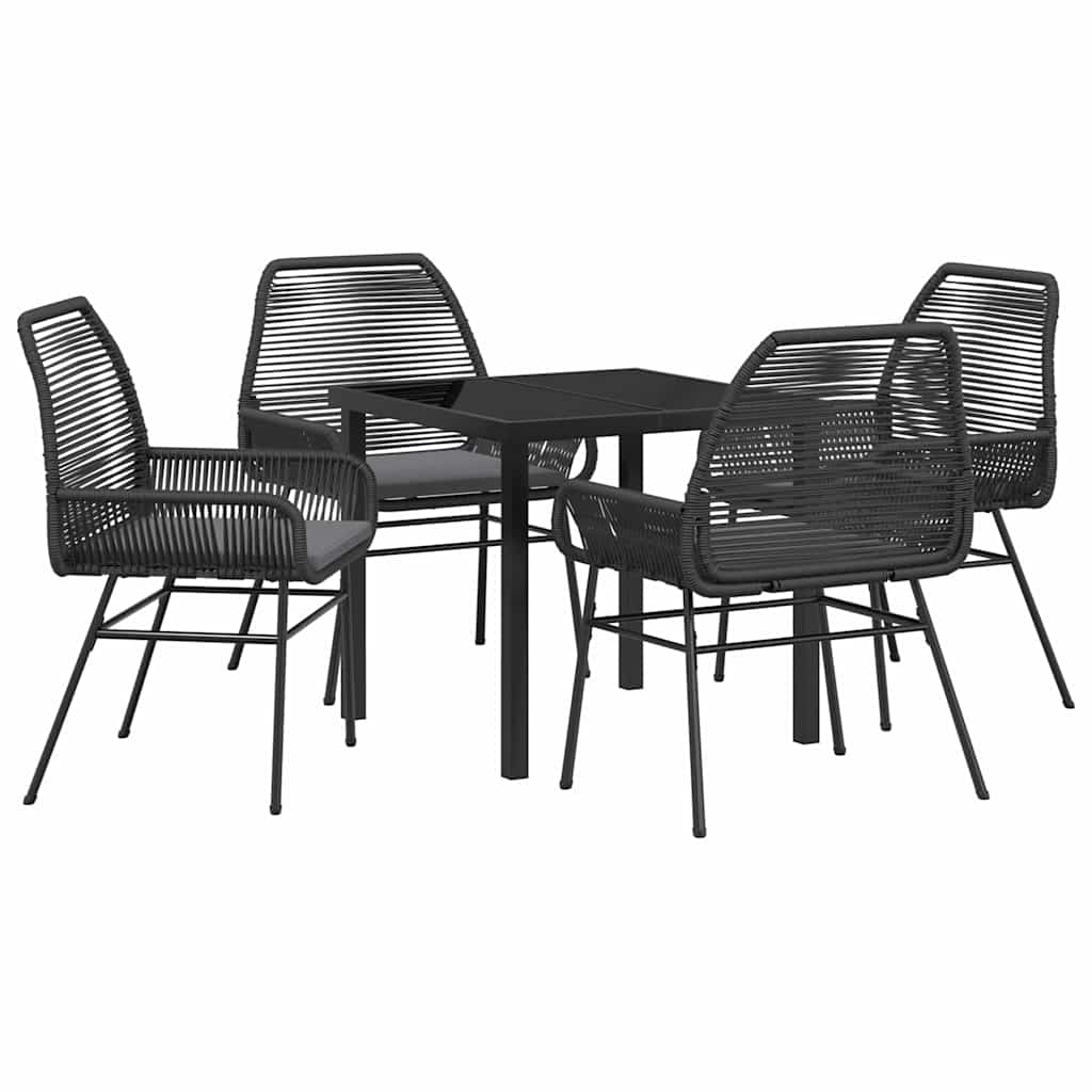 Kert étkező szett párnával 5 pcs Fekete polirattan