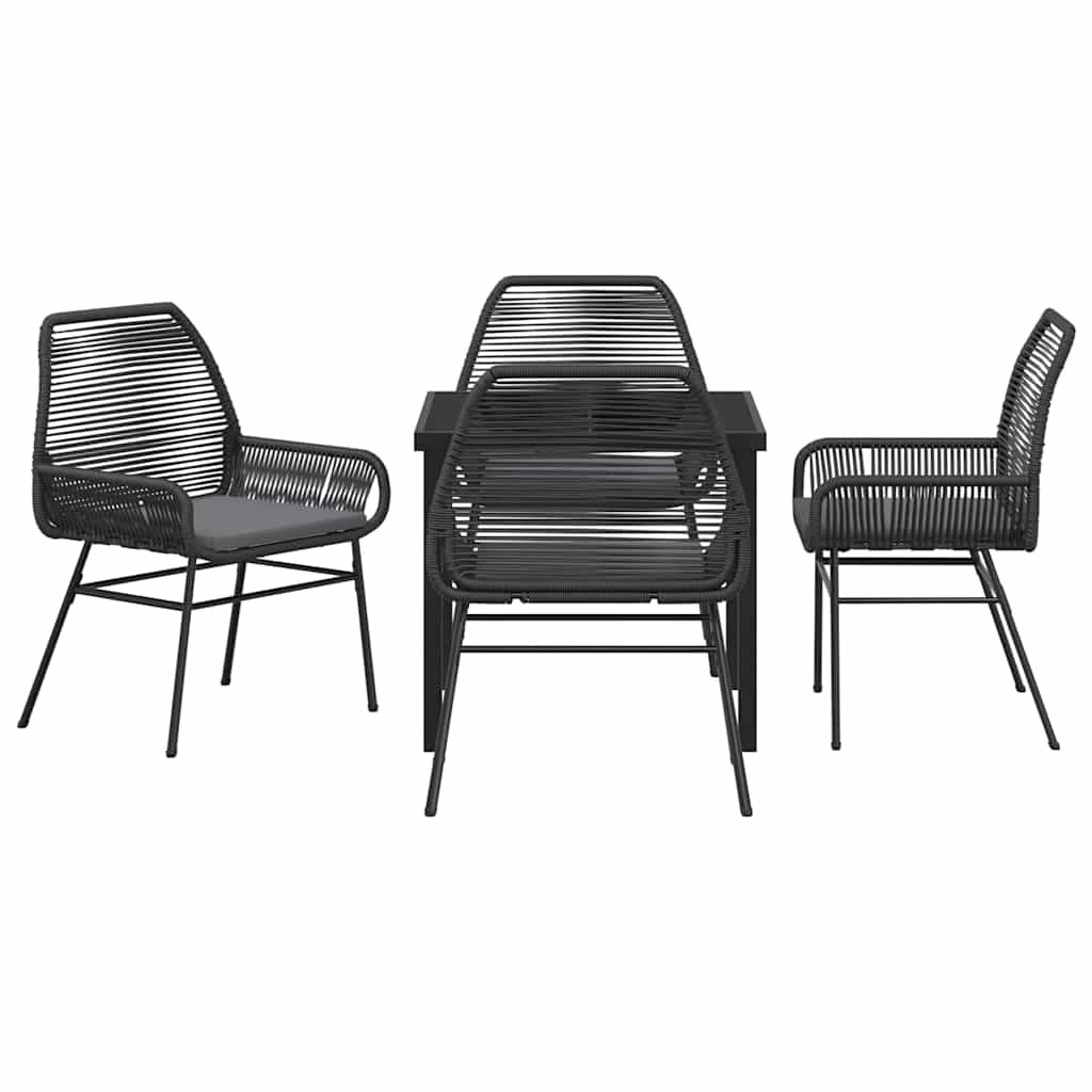 Kert étkező szett párnával 5 pcs Fekete polirattan