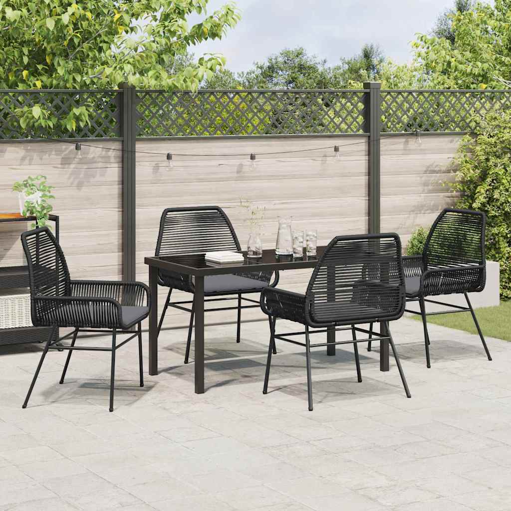 Kert étkező szett párnával 5 pcs Fekete polirattan