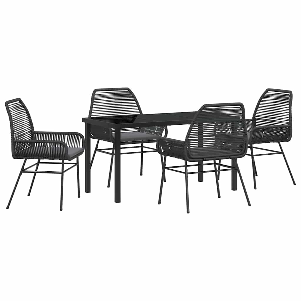 Kert étkező szett párnával 5 pcs Fekete polirattan