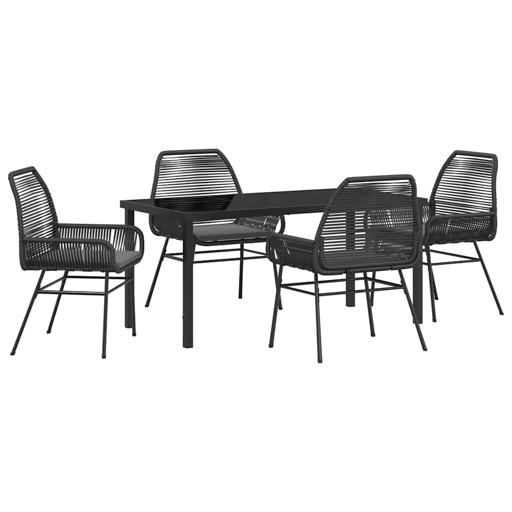 Kert étkező szett párnával 5 pcs Fekete polirattan