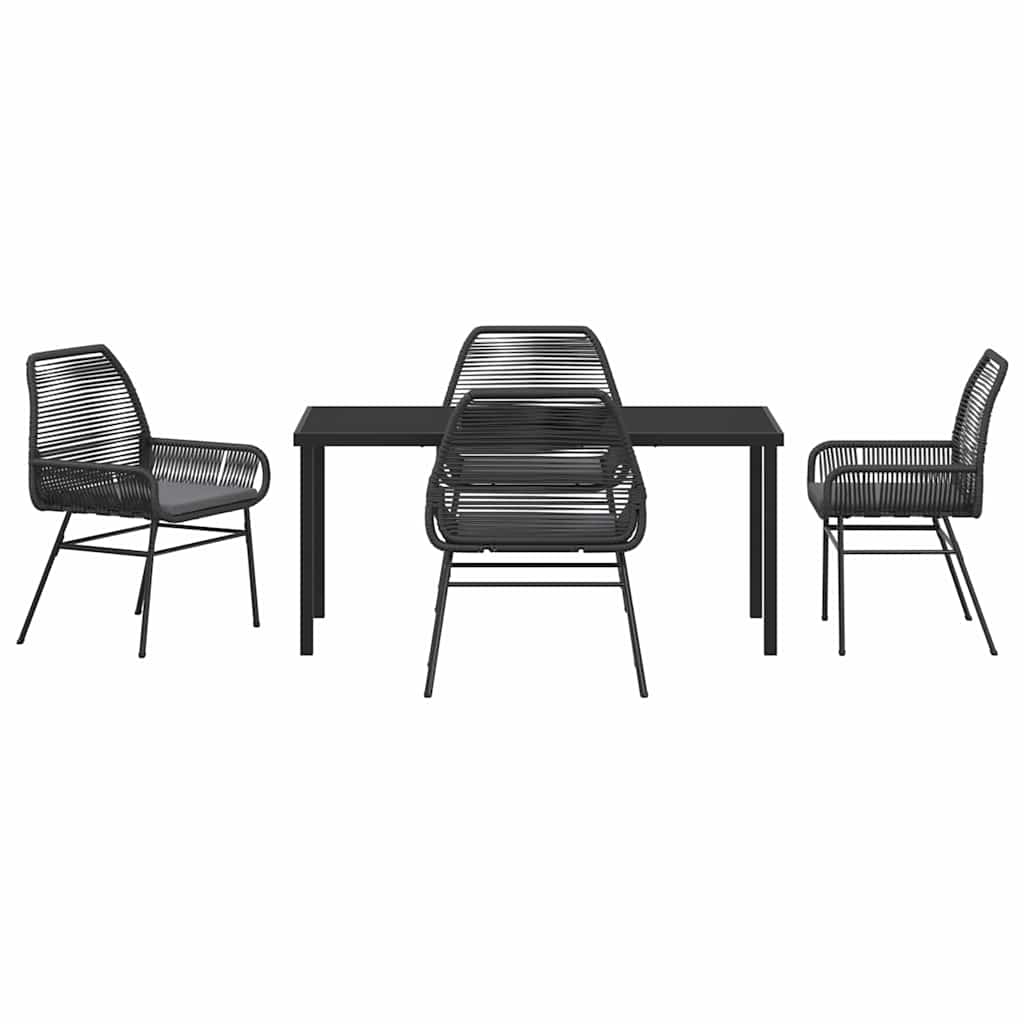 Kert étkező szett párnával 5 pcs Fekete polirattan