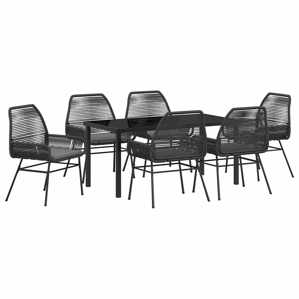 Kert étkező szett párnával 7 pcs Fekete polirattan